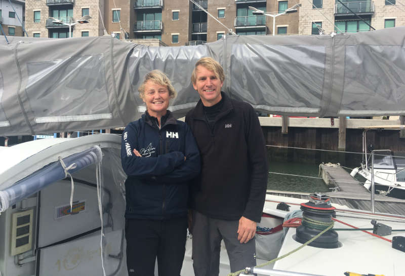 Pip Hare and co-skipper Ysbrand Endt on board Superbigou
