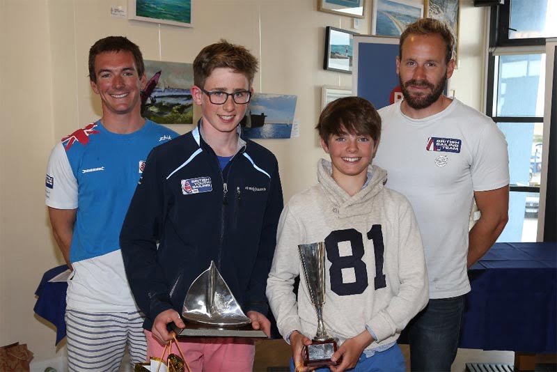 Team GB 49er Olympic sailors Dylan Fletcher and Alain Sign were on hand to award the PA Consulting UK RS Feva National Champion title to Freddie Peters and Louis Johnson at WPNSA © Peter Newton