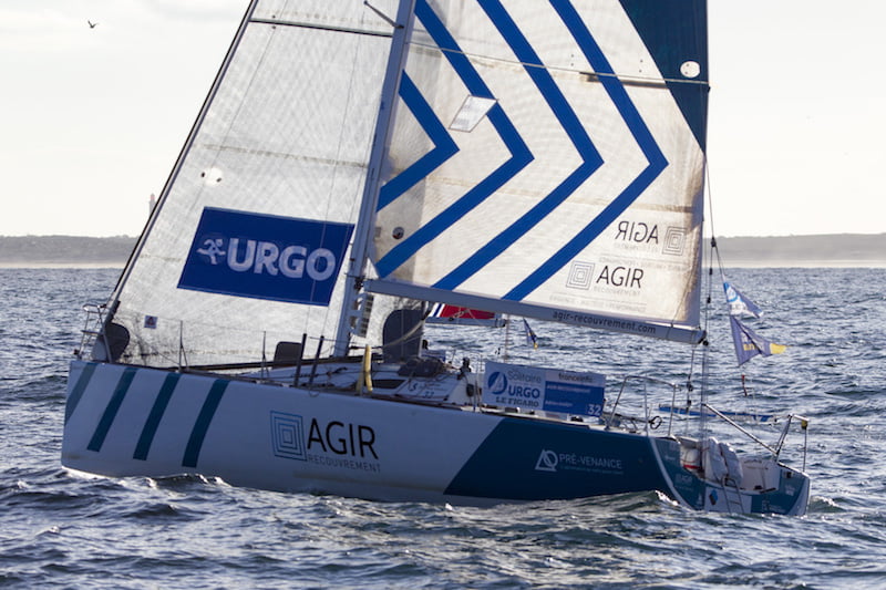 Adrien Hardy (Agir Recouvrement) lors de la 1ere etape de la Solitaire Urgo Le Figaro 2017 entre Bordeaux et Gijon - Pauillac le - © Alexis Courcoux